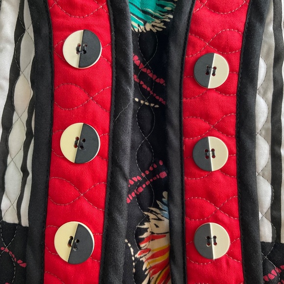 Jeanne Marc Vest Vintage ‘80s Quilted Cotton Open Waistcoat Boho Graphic Size M - Picture 5 of 14